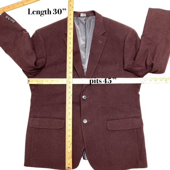 unisex blazer jacket Jos A. Bank 44S M brown wool/ silk classic academia hipster - Picture 12 of 13